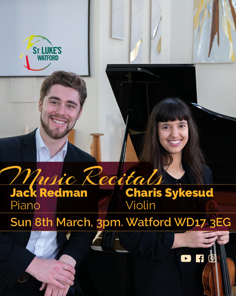 Sunday 8th March 3pm at St Luke’s Watford